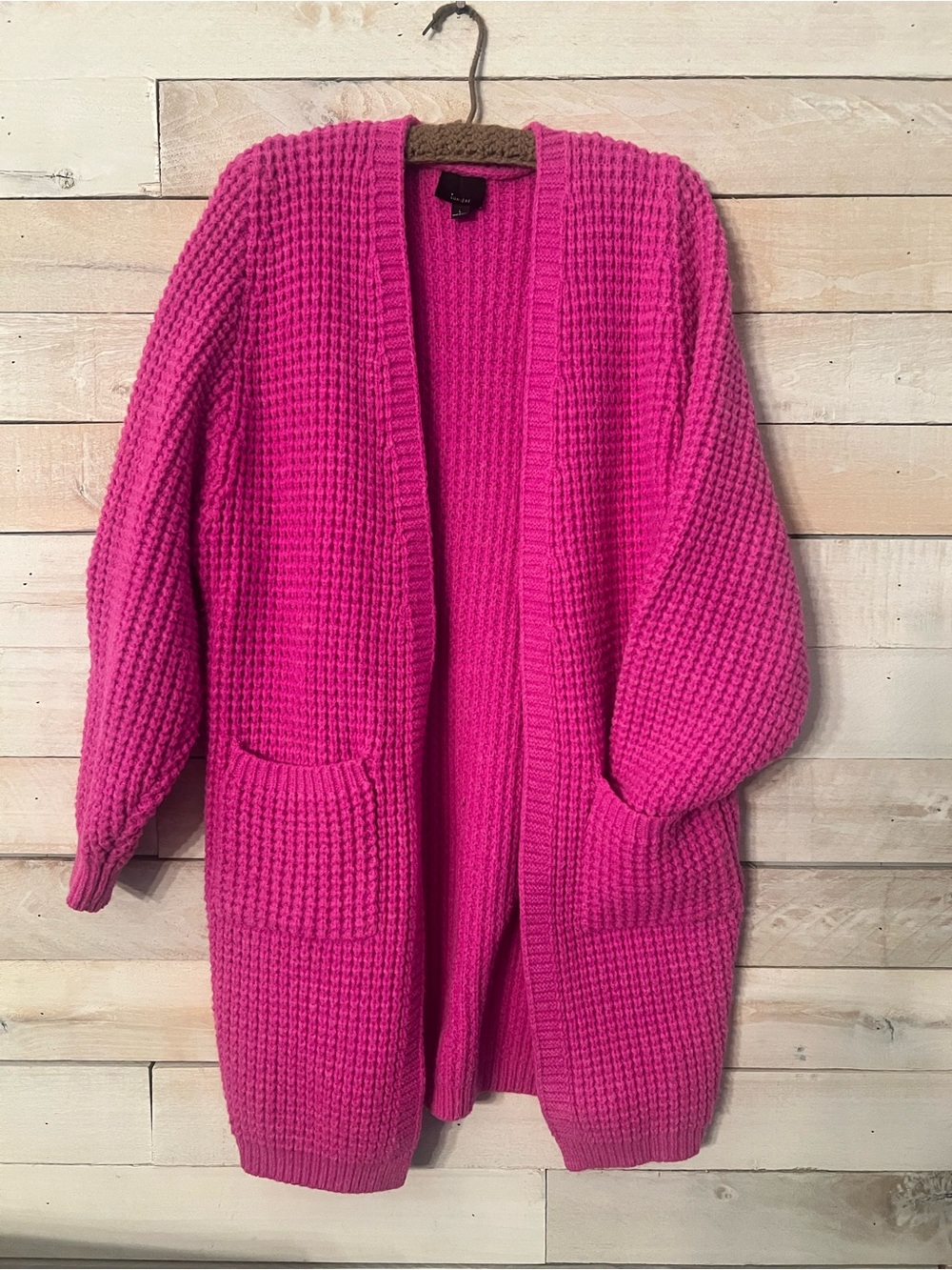 Lumiere Bright Pink Chunky Open-Front Cardigan